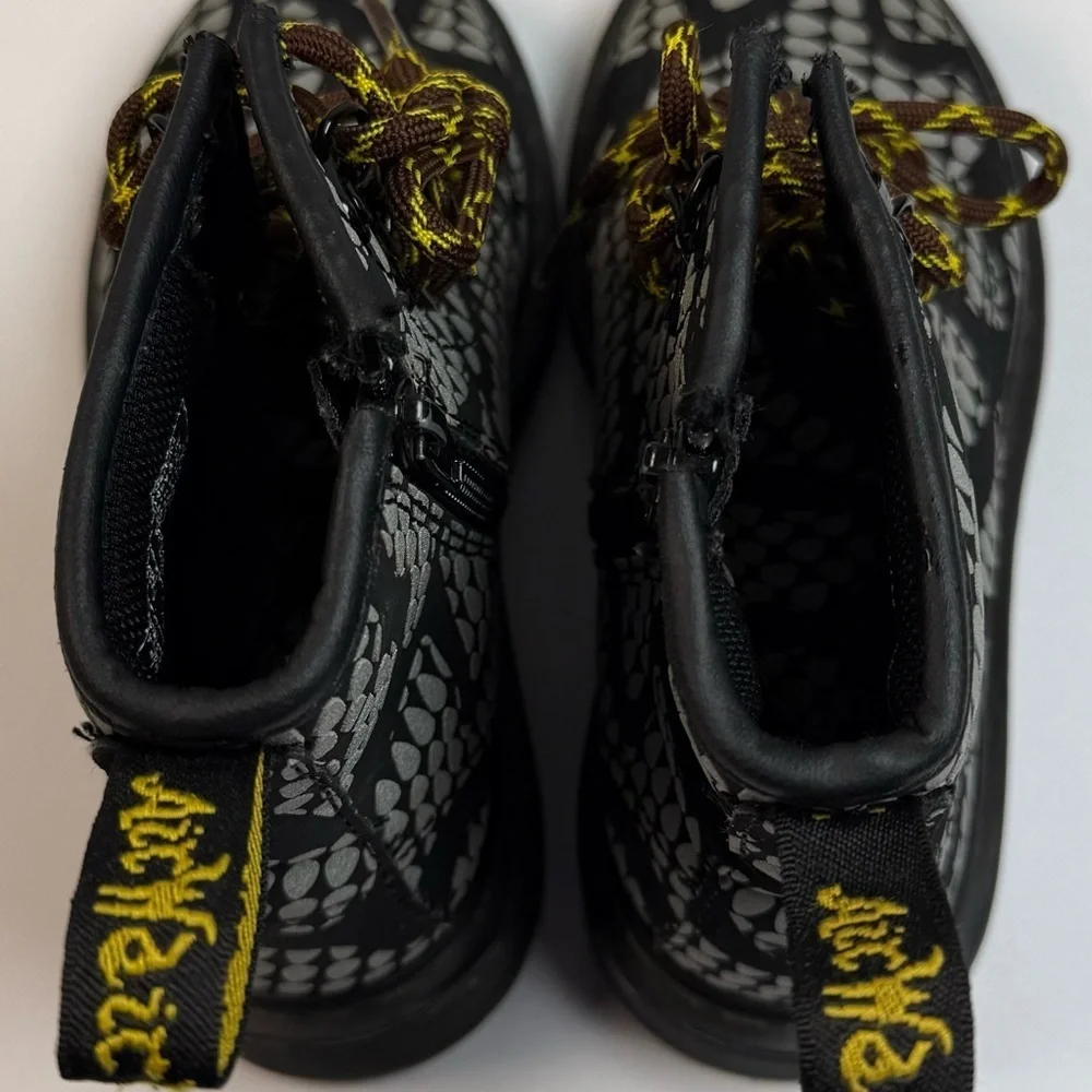 Dr. Martens Black and Gray Kid’s Combat Boots